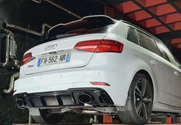 Audi S3 2.5 Arka Sag Ve Sol Krom Flanşlı Aktif Çift Varex, Spor Susturucu 76 mm Ve 76 mm Krom Borular