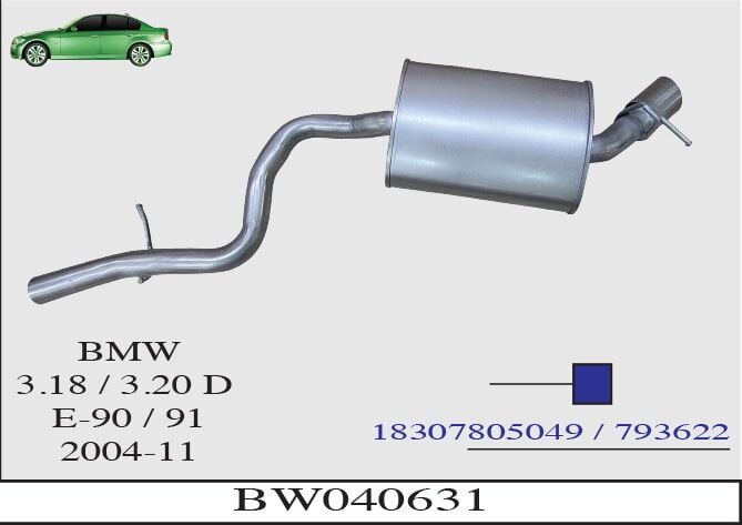 Bmw 3.18 / 3.20 D E90 / E91 Arka Susturucu 2004 > 2011