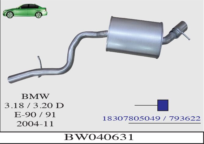 Bmw 3.18  E90 / E91 Arka Susturucu 2004 > 2011